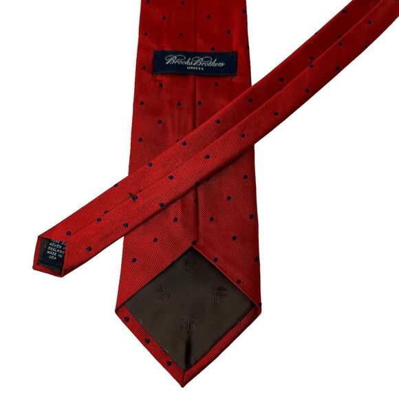 Vintage Brooks Brothers Tie Red/Blue Polka Dot Woven England Made USA Silk. 57” - Picture 6 of 16